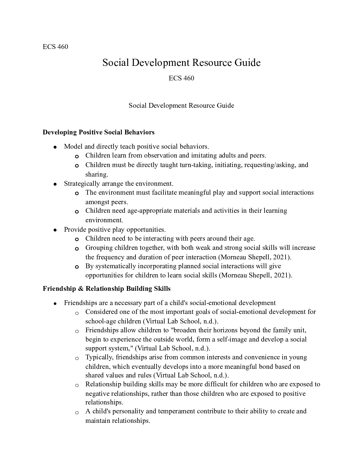 Preview image of SocialDevelopmentResourceGuide.docx  ECS 460  Social Development Resource Guide  ECS 460 document